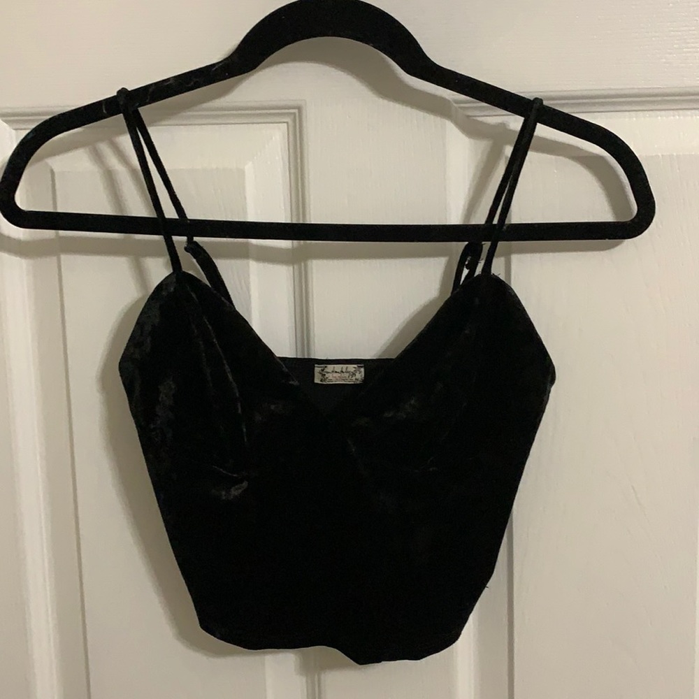 Free People black velvet crop top